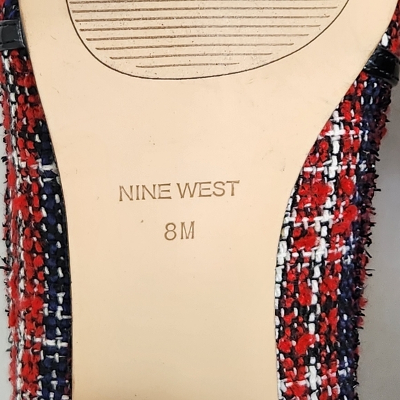 Nine West Red Plaid Slip-on Block Heel Loafers Shoes Size 8 - Picture 8 of 11